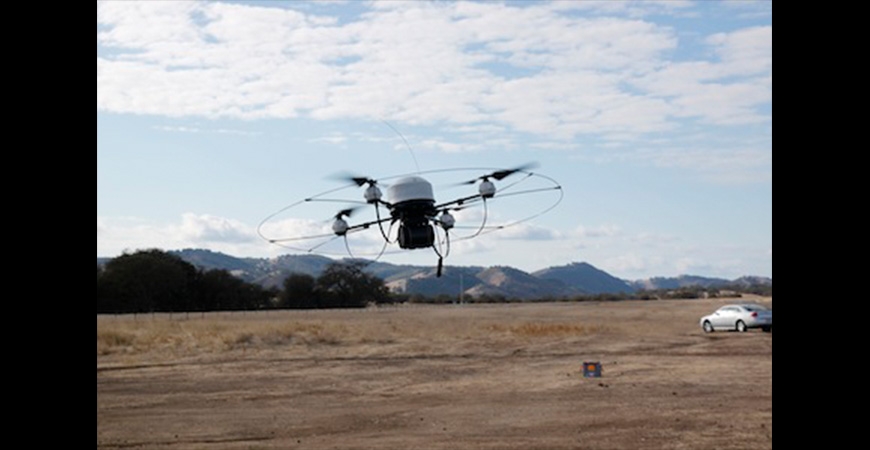 drone flying around a field